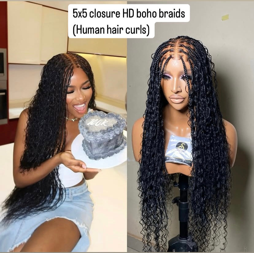5x5 (HD) closure boho braids