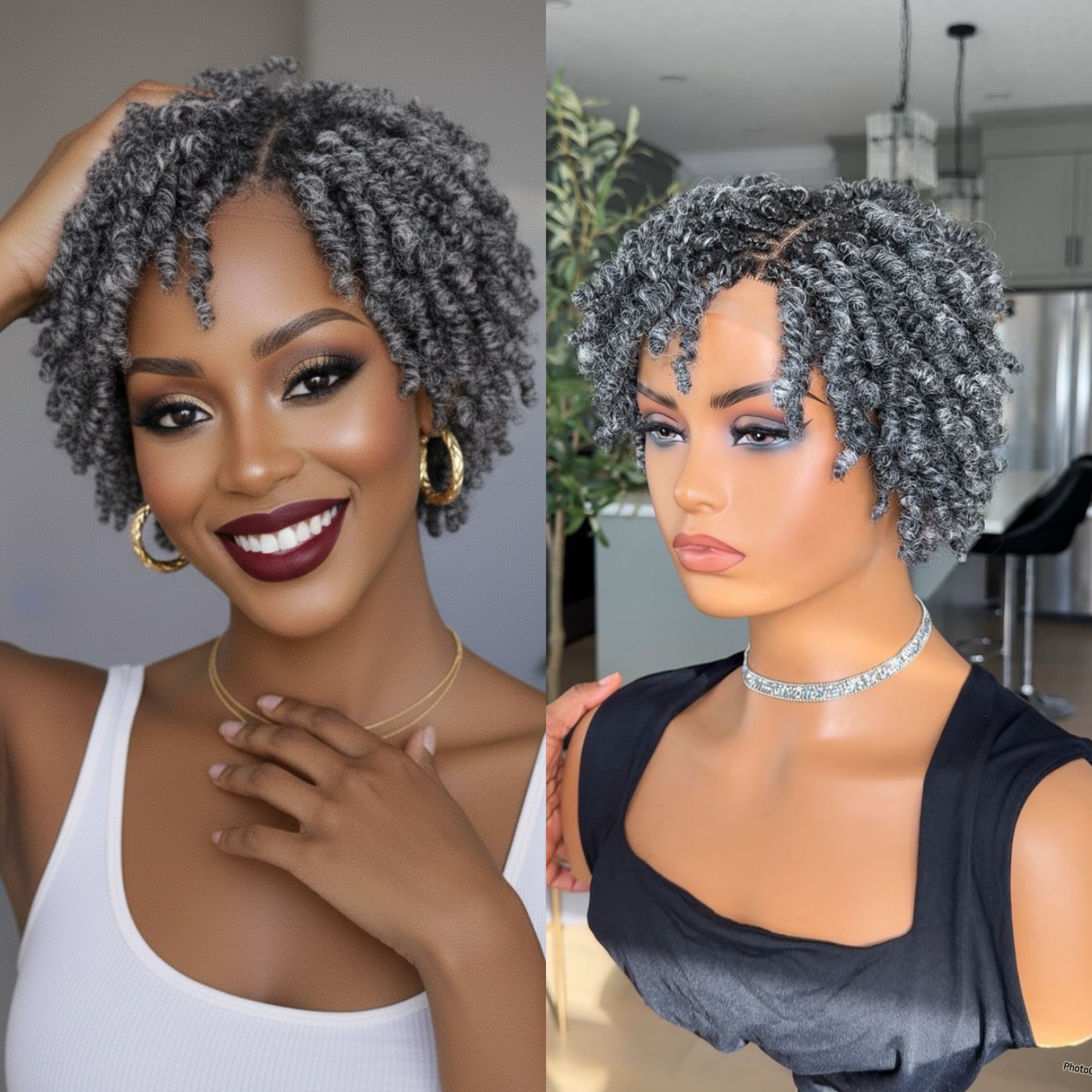 Afro kinky pixie (salt&pepper)