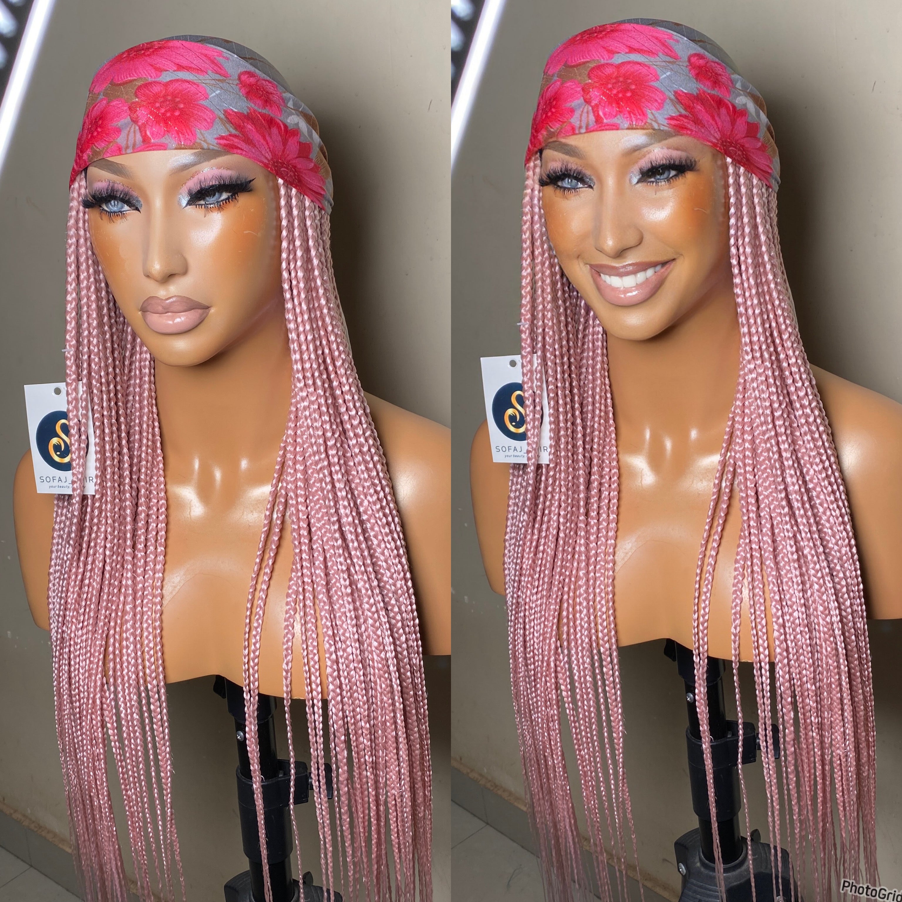 Braids band wig (baby pink)