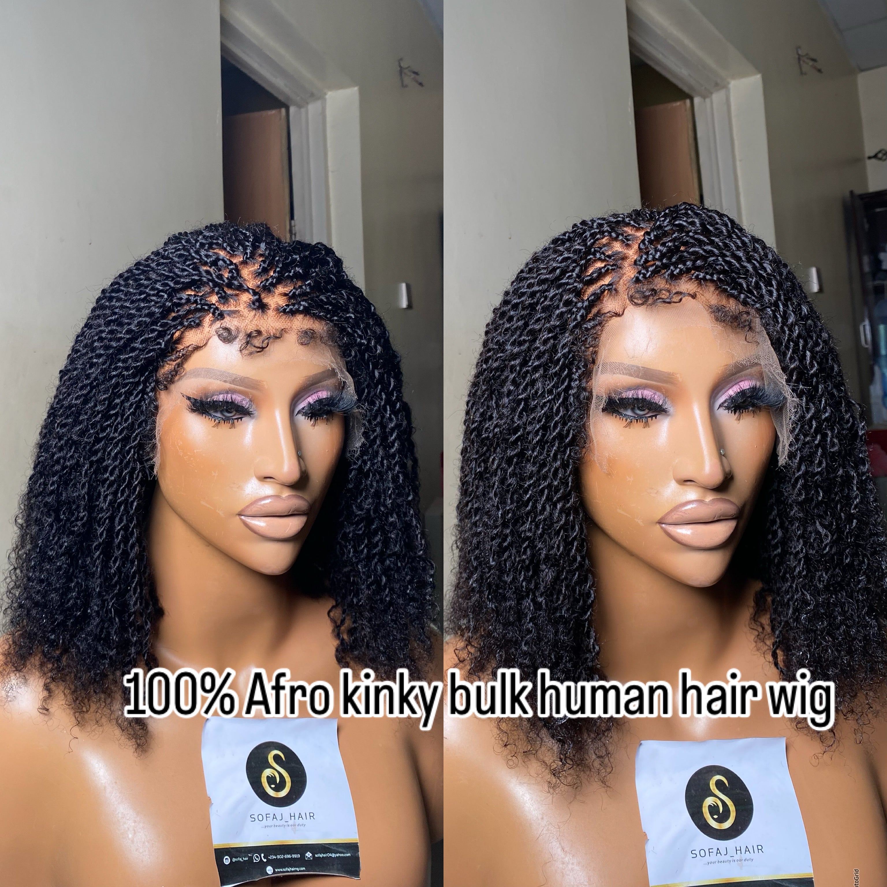 Wig Cherry (100% Afro kinky bulk human hair with HD 4c baby hairs)