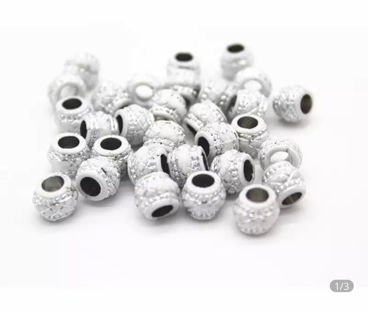 Round white hair beads