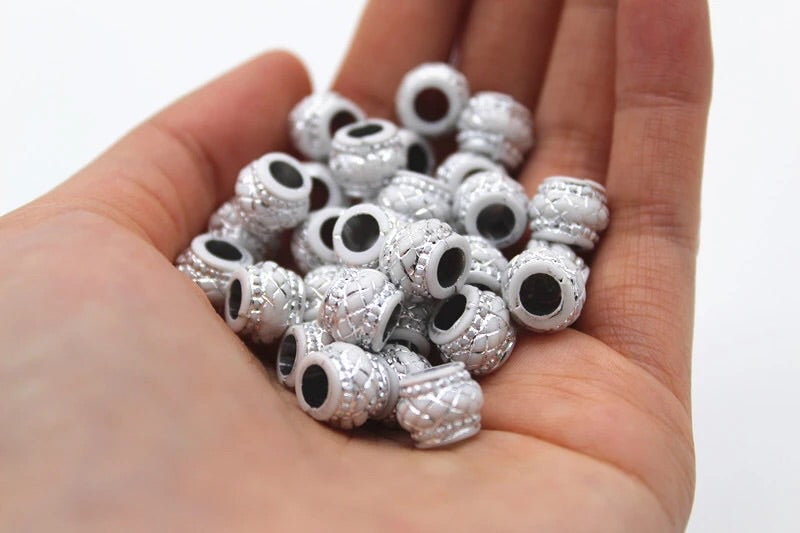 Round white hair beads