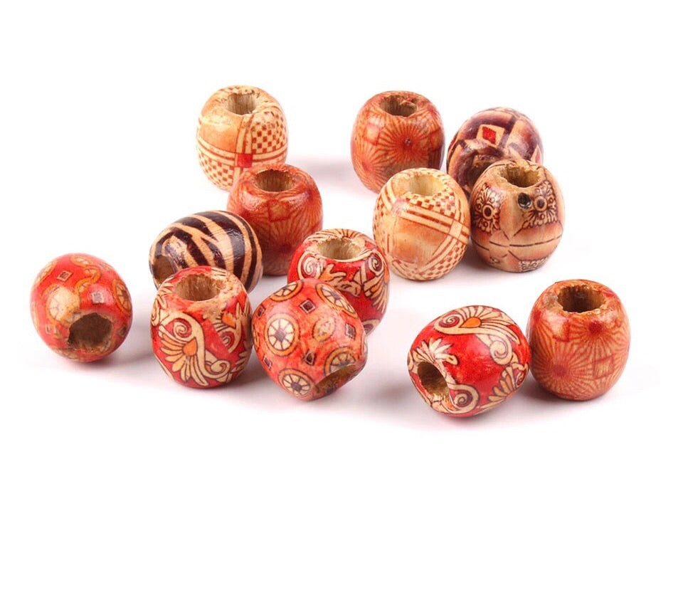 Wooden hair beads