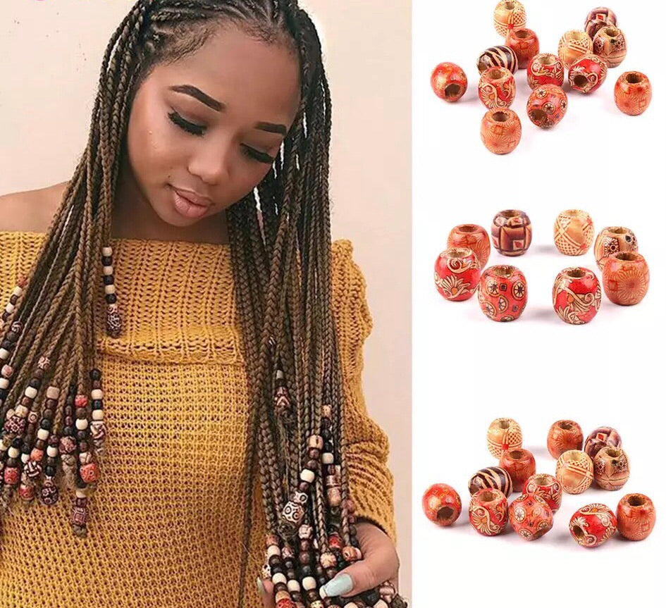Wooden hair beads