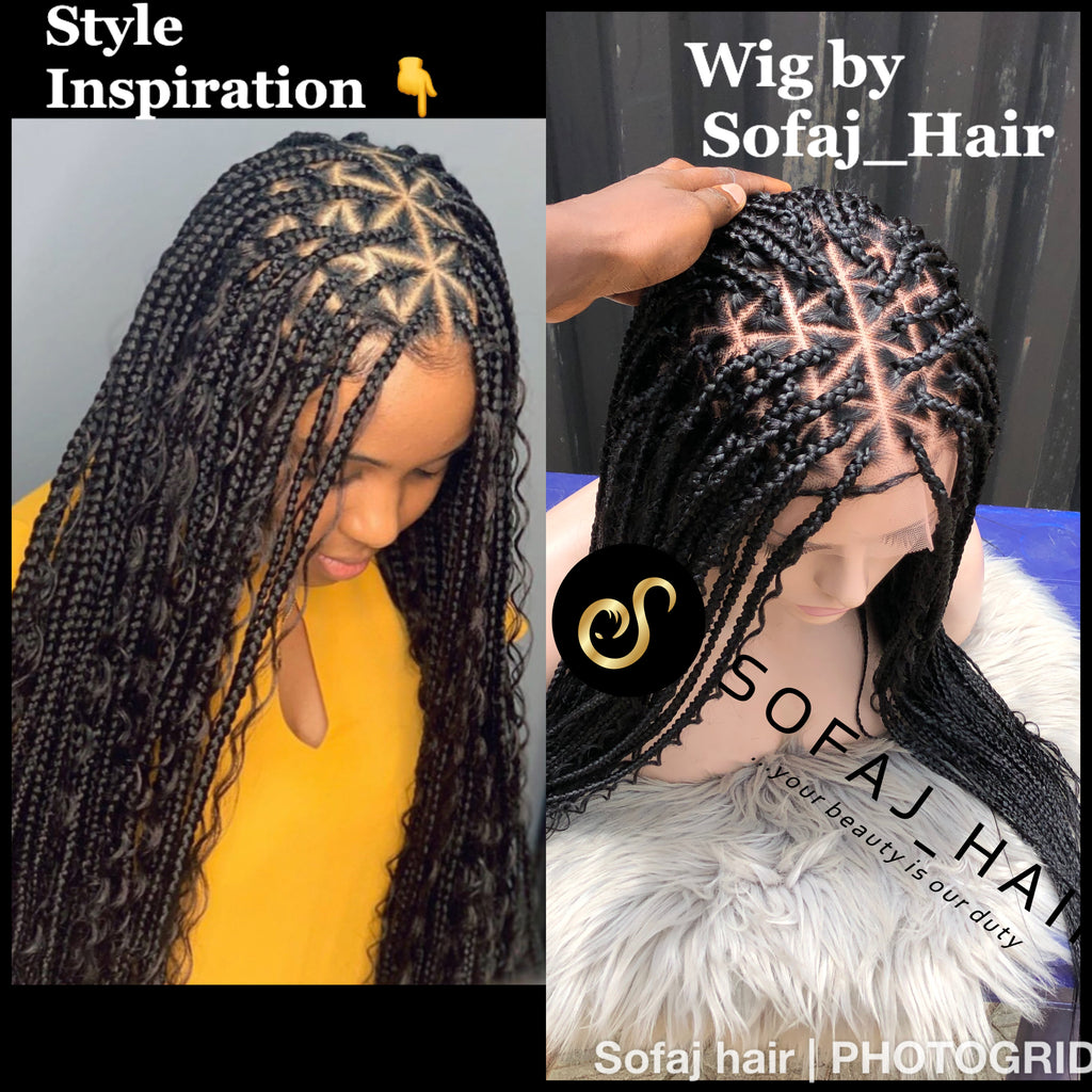 Wig Cassie. (Full lace boho triangle knotless braids)