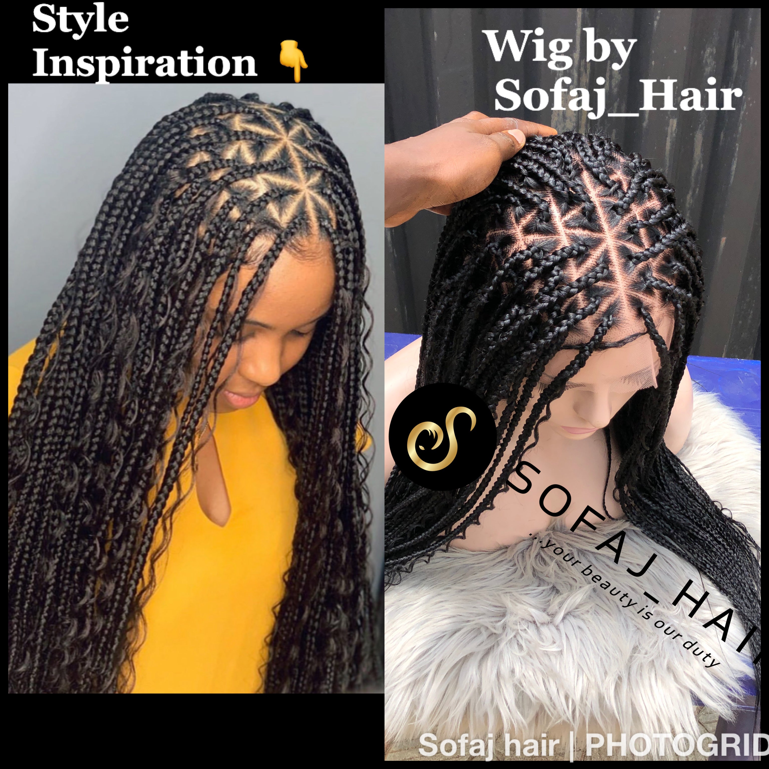 Wig Cassie. (Full lace boho triangle knotless braids)